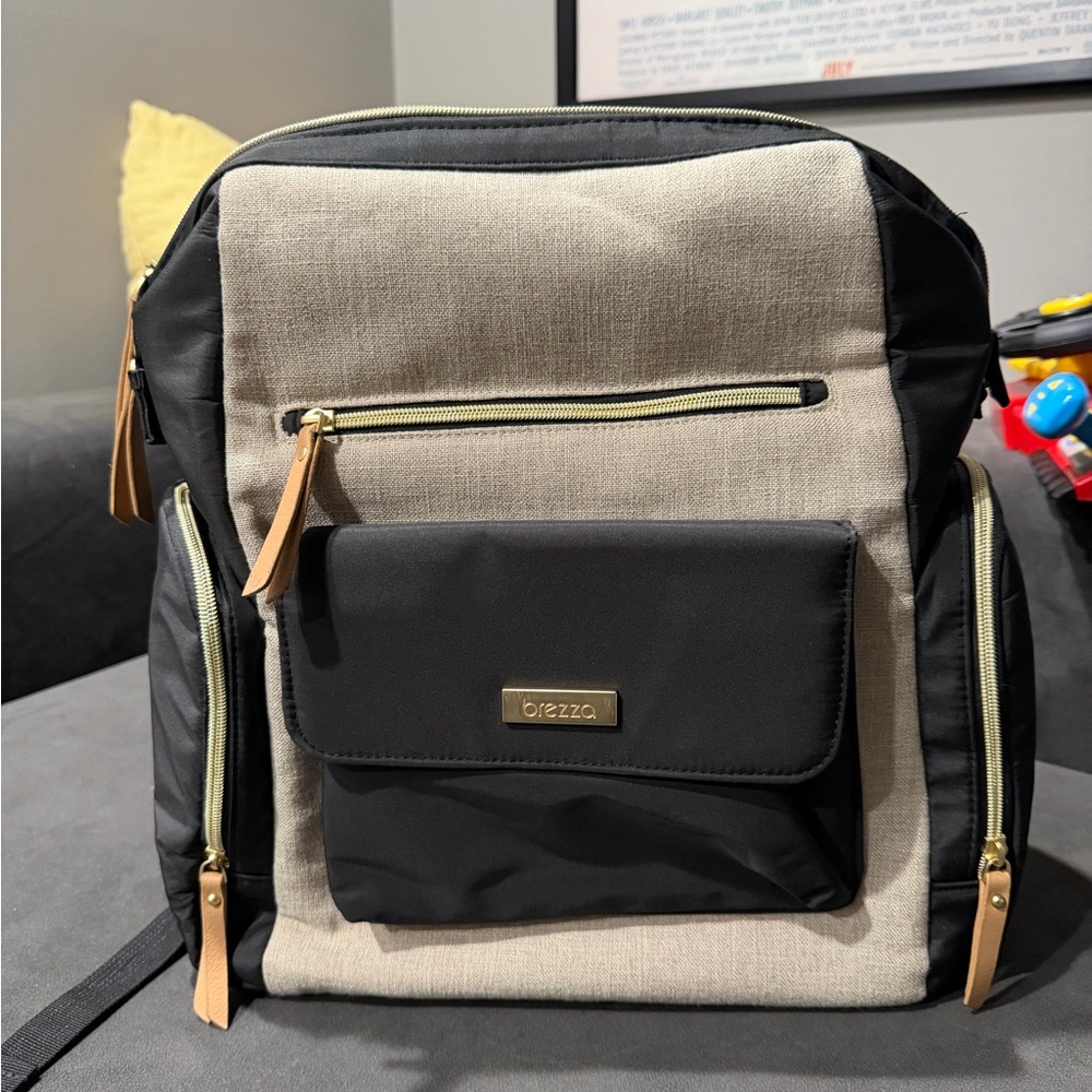 Brezza Women's Beige and Black Baby Bag Backpack
